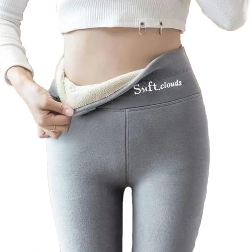 Soft Clouds Fleece Leggings, Fleece Lined Leggings Women, Thick Leggings for Women Tummy Pants Control (Grey,3XL) von Hehuo