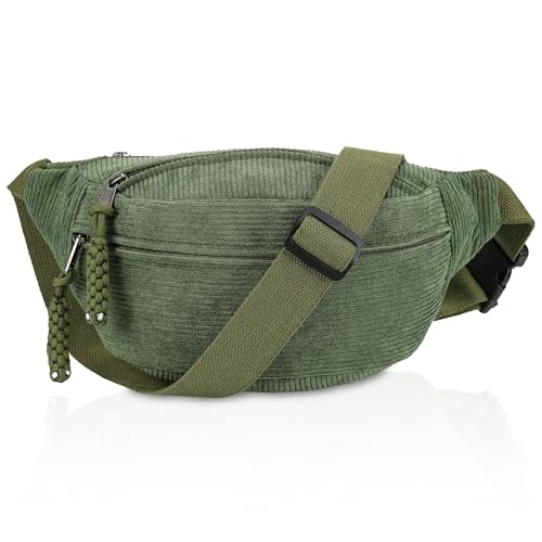 Hejo Bauchtasche Damen Cord, Umhängetasche Damen, Modische Gürteltasche für Frau und Mann, Crossbody Bag mit großem Fassungsvermögen, Crossbag für Alltagsleben, Sport, Reisen, Laufen, Schule (Grün) Hejo Bauchtasche Damen Cord, Umhängetasche Damen, Modische Gürteltasche für Frau und Mann, Crossbody Bag mit großem Fassungsvermögen, Crossbag für Alltagsleben, Sport, Reisen, Laufen, Schule (Grün) von Hejo