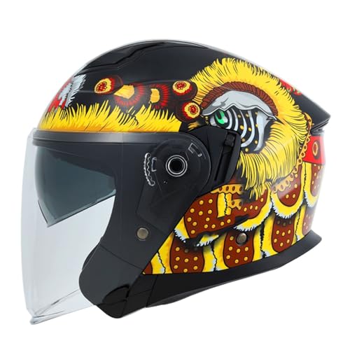 3/4 Motorradhelm Retro-Halbhelm Mit Offenem Gesicht Retro-Stil Vintage-Jet-Helm Moped-Roller-Helm ECE-Zertifiziert Für Jugendliche Männer Und Frauen 11,L=59~60cm von Hejunlian