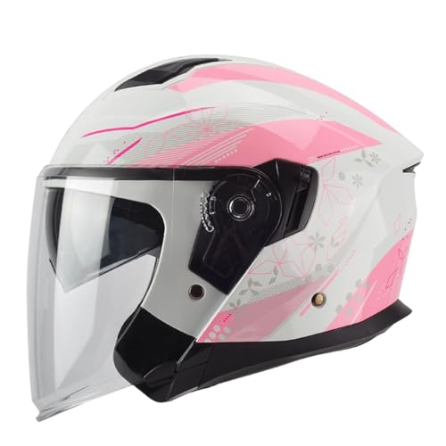 3/4 Motorradhelm Retro-Halbhelm Mit Offenem Gesicht Retro-Stil Vintage-Jet-Helm Moped-Roller-Helm ECE-Zertifiziert Für Jugendliche Männer Und Frauen 13,3XL=65~66cm von Hejunlian