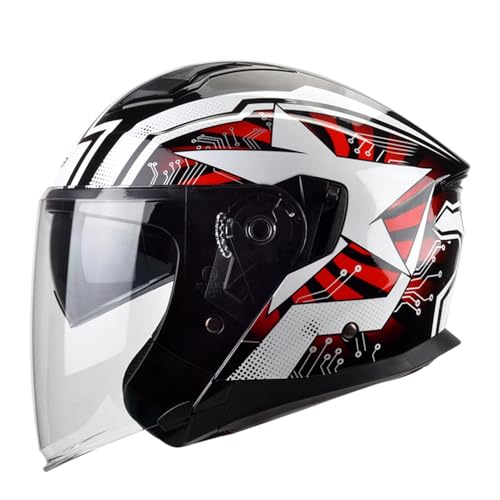 3/4 Motorradhelm Retro-Halbhelm Mit Offenem Gesicht Retro-Stil Vintage-Jet-Helm Moped-Roller-Helm ECE-Zertifiziert Für Jugendliche Männer Und Frauen 8,2XL=63~64cm von Hejunlian