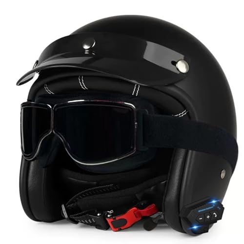 Bluetooth 3/4 Motorradhelm Jet-Helm ECE/DOT Zugelassen Für Männer Und Frauen Mit Brille Motorradhelme Mit Straßenzulassung Für Elektrofahrräder Und Rennräder 10,XL=61~62cm von Hejunlian