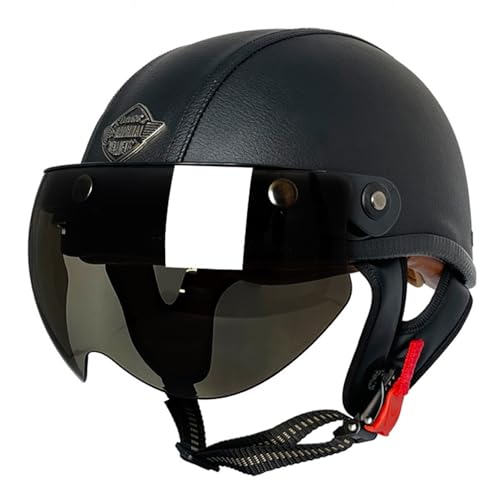 Halbhelme Motorradhelm Halbschalenhelm Mit ECE Genehmigt Brain-Cap Halbschale Roller-Helm Scooter-Helm Chopper Helm Jet-Helm Moped Helm Retro FüR Erwachsene Herren Damen 5,XXL=63~64cm von Hejunlian