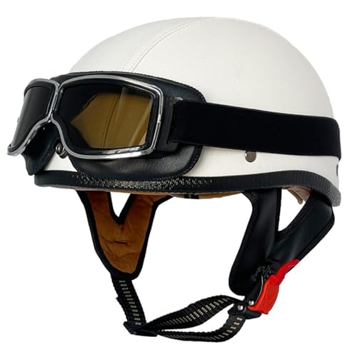 Halbhelme Motorradhelm Halbschalenhelm mit ECE Genehmigt Brain-Cap Halbschale Roller-Helm Scooter-Helm Jet-Helm Retro für Erwachsene Herren Damen 10,M=57~58cm von Hejunlian