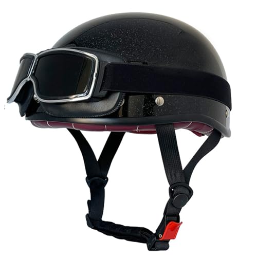 Halbhelme Motorradhelm Halbschalenhelm mit ECE Genehmigt Brain-Cap Halbschale Roller-Helm Scooter-Helm Jet-Helm Retro für Erwachsene Herren Damen 18,XXL=63~64cm von Hejunlian