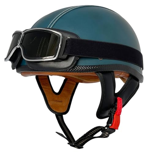 Halbhelme Motorradhelm Halbschalenhelm mit ECE Genehmigt Brain-Cap Halbschale Roller-Helm Scooter-Helm Jet-Helm Retro für Erwachsene Herren Damen 2,XL=61~62cm von Hejunlian