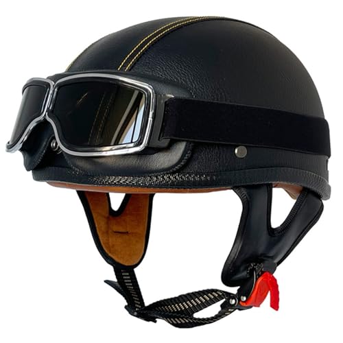 Halbhelme Motorradhelm Halbschalenhelm mit ECE Genehmigt Brain-Cap Halbschale Roller-Helm Scooter-Helm Jet-Helm Retro für Erwachsene Herren Damen 26,XXL=63~64cm von Hejunlian