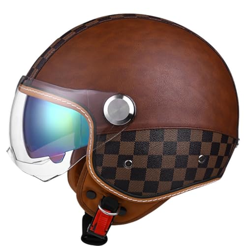 Jethelm Mit Sonnenblende Motorrad-Halbhelm ECE/DOT-zugelassener Für Männer Und Frauen Erwachsene Motorrad Sicherheitsschutzkappen Für Motorrad Biker Cruiser Scooter 1,XL=61~62cm von Hejunlian