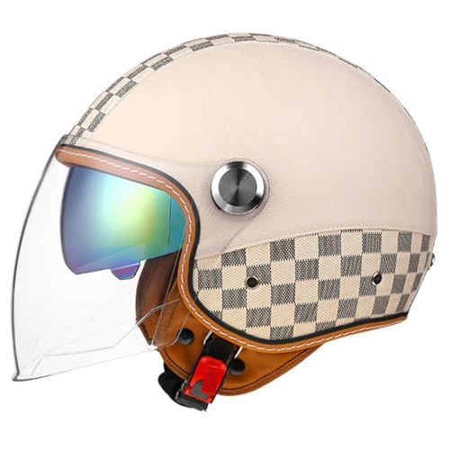 Jethelm Mit Sonnenblende Motorrad-Halbhelm ECE/DOT-zugelassener Für Männer Und Frauen Erwachsene Motorrad Sicherheitsschutzkappen Für Motorrad Biker Cruiser Scooter 10,M=57~58cm von Hejunlian