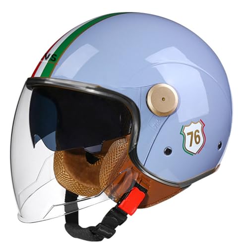 Jethelm Motorradhelm Helm Scooter-Helm mit ECE Zertifiziert Mofa-Helm Retro Motorrad Half Helm Mit Visier Moped Scooter Cruiser Jet Helm 3/4 Helm für Damen Herren Erwachsene 16,L=59~60cm von Hejunlian