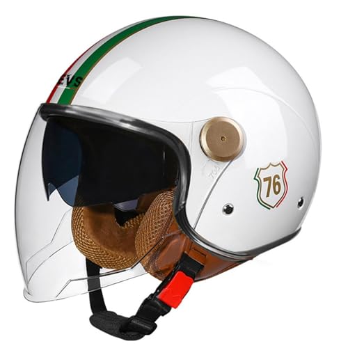 Jethelm Motorradhelm Helm Scooter-Helm mit ECE Zertifiziert Mofa-Helm Retro Motorrad Half Helm Mit Visier Moped Scooter Cruiser Jet Helm 3/4 Helm für Damen Herren Erwachsene 20,XL=61~62cm von Hejunlian