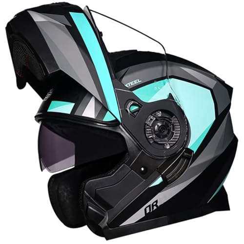 Klapphelm Modularer Motorradhelm Rollerhelm Klappbarer Multifunktion Motorrad Helme mit Sonnenblende Doppelvisier Integralhelm DOT/ECE Zertifiziert Herren Damen 4,XXL=63~64cm von Hejunlian