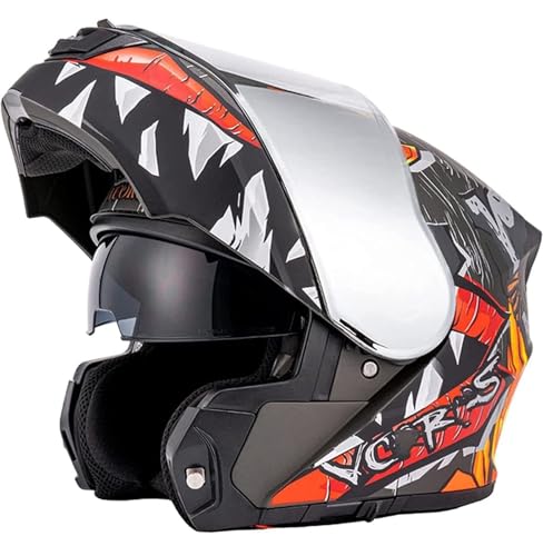 Modularer Integralhelm Motorrad Integral-Klapphelm für Männer und Frauen DOT/ECE-zertifizierter mit Doppelvisier Motocross-Crash-Moped-Helm für Mann und Frauen 3,2XL=63~64cm von Hejunlian