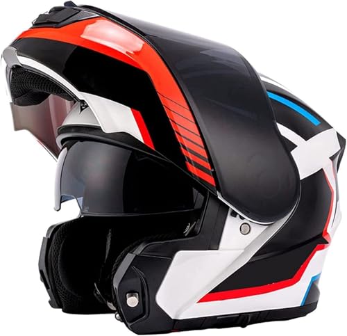 Modularer Motorradhelm Integralhelm DOT/ECE-Geprüft Klapphelm Doppelvisier Motorradhelm Moped-Straßenrad-Rennhelm Für Männer Und Frauen 8,2XL=63~64cm von Hejunlian