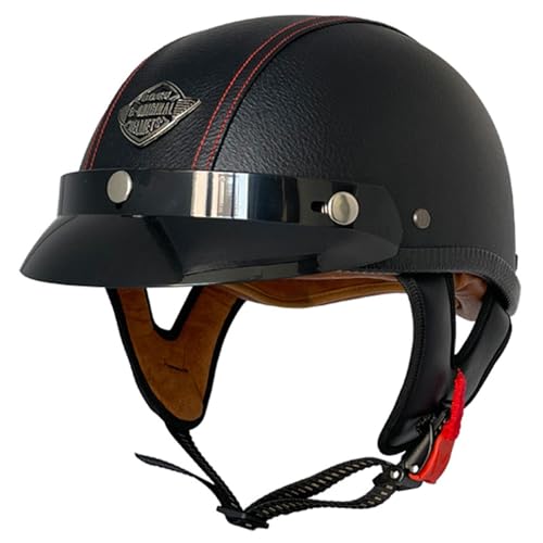 Motorrad Halbschalen Halbhelm Halbschalenhelm Roller-Helm Jet-Helm Motorradhelm Mit ECE-Zulassung Cruiser Chopper Scooter Helm Für Bike Cruiser Chopper Moped Scooter 14,XXL=63~64cm von Hejunlian