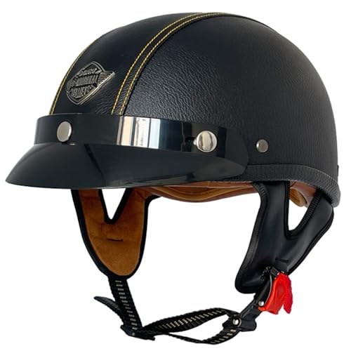 Motorrad Halbschalen Halbhelm Halbschalenhelm Roller-Helm Jet-Helm Motorradhelm Mit ECE-Zulassung Cruiser Chopper Scooter Helm Für Bike Cruiser Chopper Moped Scooter 15,M=57~58cm von Hejunlian