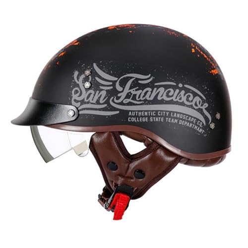 Motorrad Halbschalen Halbhelm Halbschalenhelm Rollerhelm Motorradhelm Mit ECE-Zulassung Cruiser Chopper Scooter Helm Für Bike Cruiser Chopper Moped Scooter 8,M=57~58cm von Hejunlian