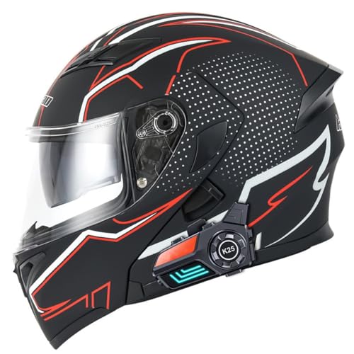 Motorradhelm mit Bluetooth Klapphelm DOT/ECE Doppelvisier Modularer Helm ECE Zertifiziert Integralhelm mit Mikrofon für Automatische Reaktion für Erwachsene Frauen Männer 4,XXL=63~64 von Hejunlian