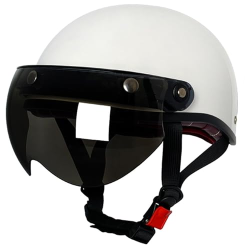 Retro Helm Moped Halbschalenhelm mit ECE-Zertifizierung Rollerhelm Cruiser Chopper Skateboardhelm Antikollisionshelm Motorradhalbhelm mit Visier für Damen und Herren Erwachsene 10,XXL=63~64cm von Hejunlian