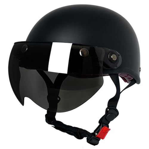 Retro Helm Moped Halbschalenhelm mit ECE-Zertifizierung Rollerhelm Cruiser Chopper Skateboardhelm Antikollisionshelm Motorradhalbhelm mit Visier für Damen und Herren Erwachsene 3,M=57~58cm von Hejunlian