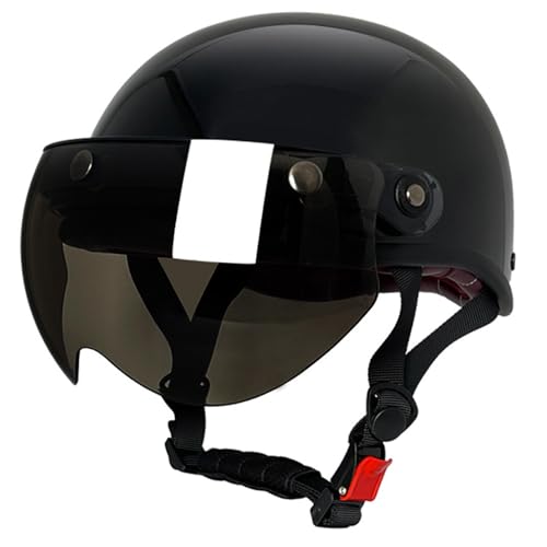 Retro Helm Moped Halbschalenhelm mit ECE-Zertifizierung Rollerhelm Cruiser Chopper Skateboardhelm Antikollisionshelm Motorradhalbhelm mit Visier für Damen und Herren Erwachsene 8,M=57~58cm von Hejunlian