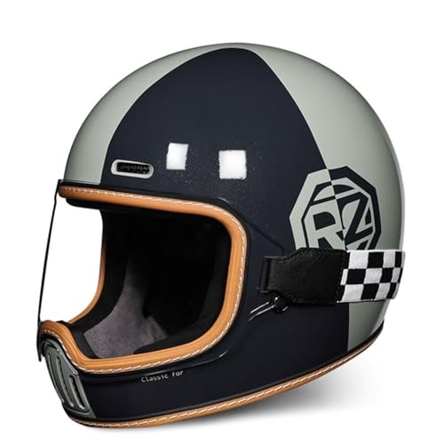 Retro-Integralhelme Motorradhelme Motorrad-Rennhelme Modularer Motorrad-Helm DOT/ECE-Zugelassen Unisex-Erwachsene-Helm mit Sonnenblende geeignet für Motorräder elektrisch 11,XL=61~62cm von Hejunlian