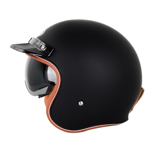 Retro Jethelm Motorrad Halbhelme Motorradhelm für Herren und Damen DOT/ECE-Zertifizierung Mit Visier Halbschalenhelm Braincap für Bike Cruiser Chopper Moped Scooter Offenem Helm 2,S=55~56cm von Hejunlian