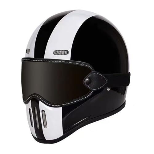 Retro Motorrad Motocrosshelme Vintage Motorrad Integralhelme Herren Damen Motorradhelm DOT/ECE-Zulassung Lokomotive Offener Helme ATV UTV Helme 15,XL=61~62cm von Hejunlian