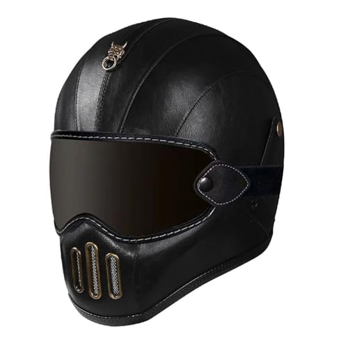 Retro Motorrad Motocrosshelme Vintage Motorrad Integralhelme Herren Damen Motorradhelm DOT/ECE-Zulassung Lokomotive Offener Helme ATV UTV Helme 23,L=59~60cm von Hejunlian