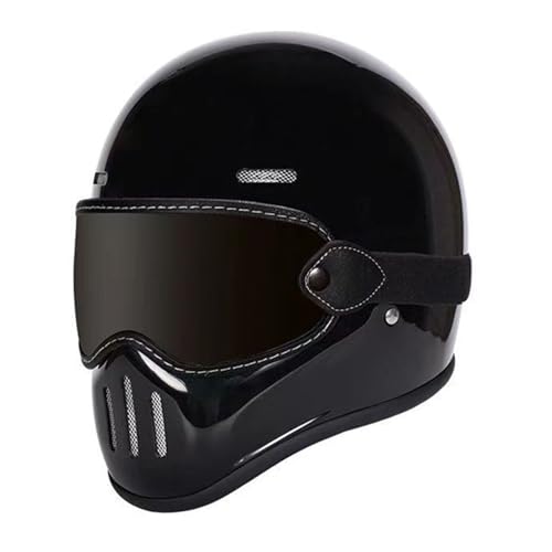 Retro Motorrad Motocrosshelme Vintage Motorrad Integralhelme Herren Damen Motorradhelm DOT/ECE-Zulassung Lokomotive Offener Helme ATV UTV Helme 25,M=57~58cm von Hejunlian