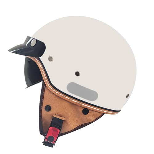 Retro Oldtimer Halbschale Jet-Helm Halbschalenhelm Mit ECE Genehmigt Brain-Cap Halbschale Roller-Helm Scooter-Helm Chopper Helm Moped Helm Retro für Erwachsene Herren Damen 5,M=57~58cm von Hejunlian