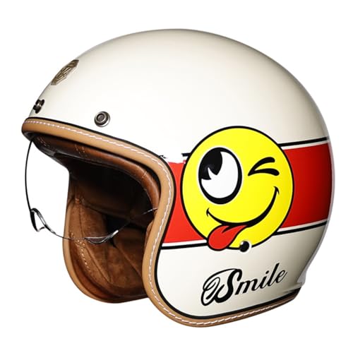 Retro Style Jethelm Motorradhelm Helm Scooter-Helm mit ECE Zertifiziert Mofa-Helm Retro Motorrad Half Helm Mit Visier Moped Scooter Cruiser Jet Helm 3/4 Helm für Damen Herren 10,M=57~58cm von Hejunlian