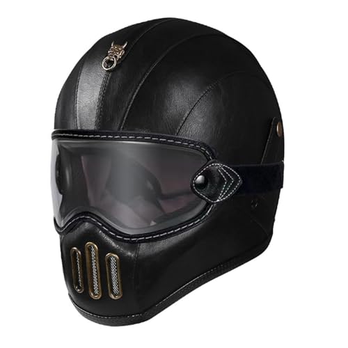 Vintage-Integral-Motorradhelm DOT/ECE-Geprüft Moto-Scooter Retro-Klassiker Crash-Racing Rallye-Touring-Motorradhelm Integralhelme Für Roller Herren Und Damen 10,XL=61~62cm von Hejunlian