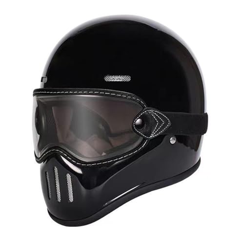 Vintage-Integral-Motorradhelm DOT/ECE-Geprüft Moto-Scooter Retro-Klassiker Crash-Racing Rallye-Touring-Motorradhelm Integralhelme Für Roller Herren Und Damen 8,M=57~58cm von Hejunlian