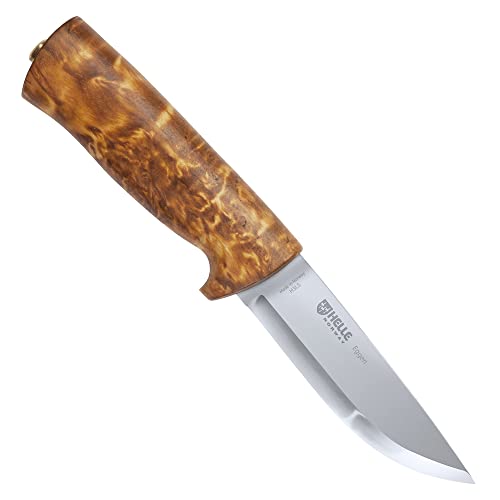 Helle Outdoormesser, Modell 75 Eggen, Dreilagenstahl, masurische Birke, Lederscheide Messer, Mehrfarbig, 21.2 cm von Helle Norway