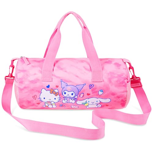 Hello Kitty Duffel Bag Sporttasche Mädchen Kawaii Turnbeutel Kinder, Schwimmtasche, Reisetasche Damen, Reittasche, Badetasche Kinder von Hello Kitty