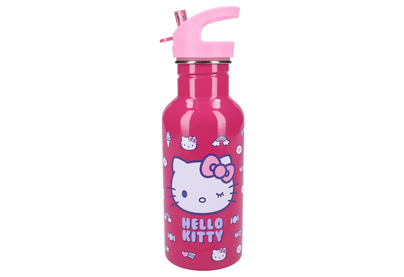 Hello Kitty Trinkflasche „Drink Up“ 500ml Trinkflasche Mit Strohhalm und pinkem Henkel Hello Kitty Trinkflasche „Drink Up“ 500ml Trinkflasche Mit Strohhalm und pinkem Henkel von Hello Kitty
