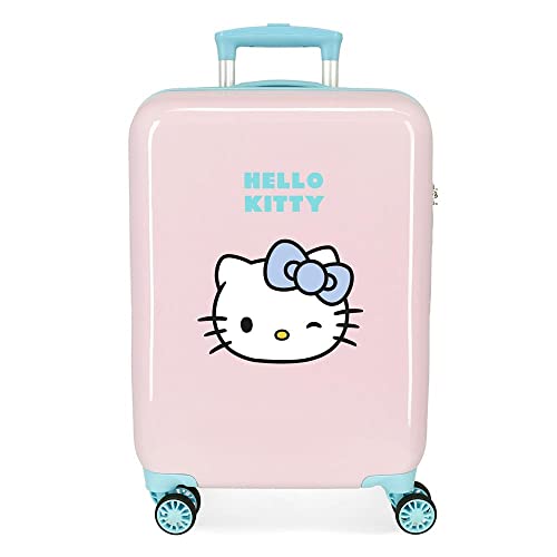 Hello Kitty Wink Kabinentrolley, Rosa, 38 x 55 x 20 cm, Hartplastik, seitlicher Kombinationsverschluss, 34 l, 2 kg, 4 Räder, Handgepäck von Hello Kitty