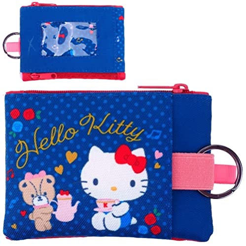 Kawaii Kitty Cat Two Zippered Pockets Case Coin Cash License Cards Pouch Organizer Thin Wallet with ID Window Lanyard Loop von Hello Kitty