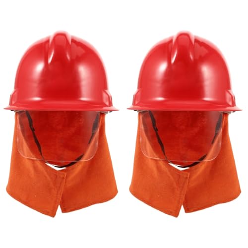 2St Feuerwehrhelm Helm des Feuerwehrchefs Feuerwehrhut Feuerwehr-Requisiten Feuerwehrmann Accessoire Feuerwehrmann Helm Feuerwehrmütze für Helm für Bühnenauftritte Stoff rot Hemobllo von Hemobllo