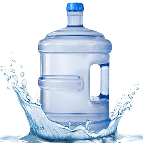 Hemore Wasserbehälter BPA-freier Dicker Kunststoff 5-l-Wasserflasche mit Schraubenverschlüssen und eingebauter Griff wiederverwendbar von Hemore