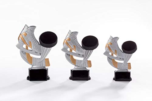 Henecka Eishockey-Pokal, Resinfigur Eishockey, Silber mit Gold und schwarz, mit Wunschgravur, Größe 16 cm Henecka Eishockey-Pokal, Resinfigur Eishockey, Silber mit Gold und schwarz, mit Wunschgravur, Größe 16 cm von Henecka