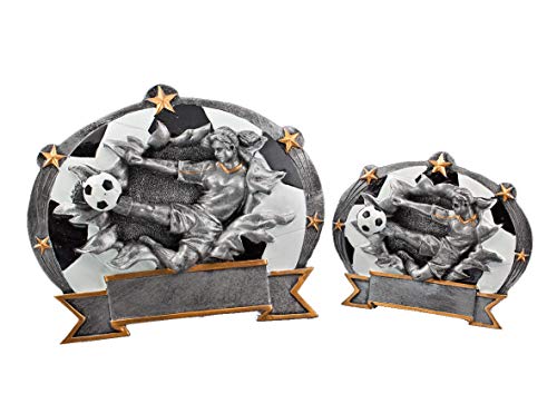Henecka Fussball Damen-Pokal, Resin-Plakette Fußball Damen, Silber mit Gold, mit Wunschgravur, Größe 17,1 cm von Henecka