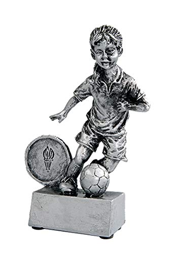 Henecka Fussball-Kinder-Pokal, Resinfigur Fußballmädchen, Silber, mit Wunschgravur, Größe 12 cm von Henecka
