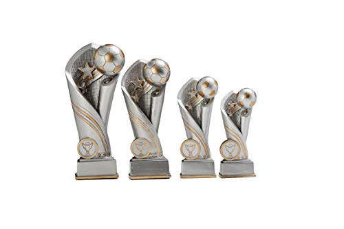 Henecka Fussball-Pokal, Resinfigur Fußball, Silber mit Gold, mit Wunschgravur und auswählbarem Sport-Emblem, Größe 15 cm von Henecka