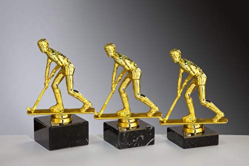 Henecka 🏑 Herren Hockey, Feldhockey, Hallenhockey Pokal, Schraubfigur Spieler mit Hockeyschläger Gold, Marmorsockel schwarz, mit Wunschgravur, wählbar in 3 Größen oder als 3er-Serie Henecka 🏑 Herren Hockey, Feldhockey, Hallenhockey Pokal, Schraubfigur Spieler mit Hockeyschläger Gold, Marmorsockel schwarz, mit Wunschgravur, wählbar in 3 Größen oder als 3er-Serie von Henecka
