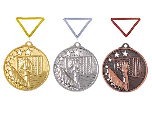 Henecka Medaille Handball, Medaillen mit Wunschgravur, inklusive Halsband, wählbar in Gold, Silber, Bronze, oder als 3er-Serie (Gold) von Henecka