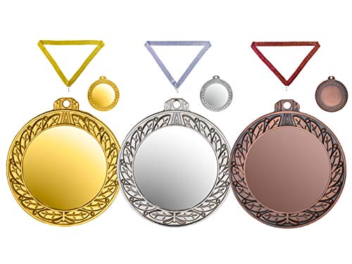 Henecka 🥇 🥈 🥉 Medaillen, Profi Medaillen mit individuellem 50 mm Sport-Jubiläum-Motiv-Emblem & Wunschgravur, inklusive Halsband, wählbar in Gold, Silber, Bronze (Silber) von Henecka