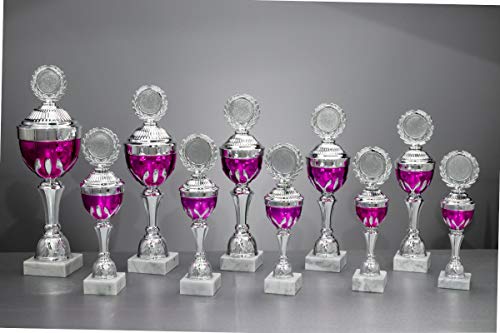 Henecka Pokal Serie Amaya, Silber-pink, mit Wunschgravur und auswählbarem Sport-Emblem, Größe 34 cm von Henecka