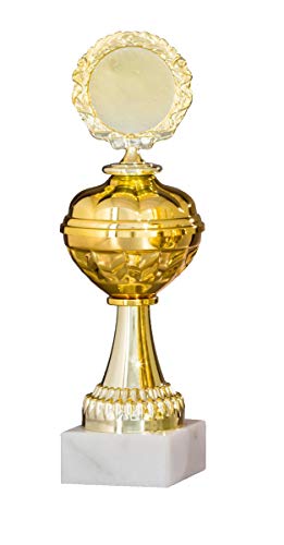 Henecka Pokal Serie Economy, Gold, mit Wunschgravur und auswählbarem Sport-Emblem, Größe 20,8 cm von Henecka